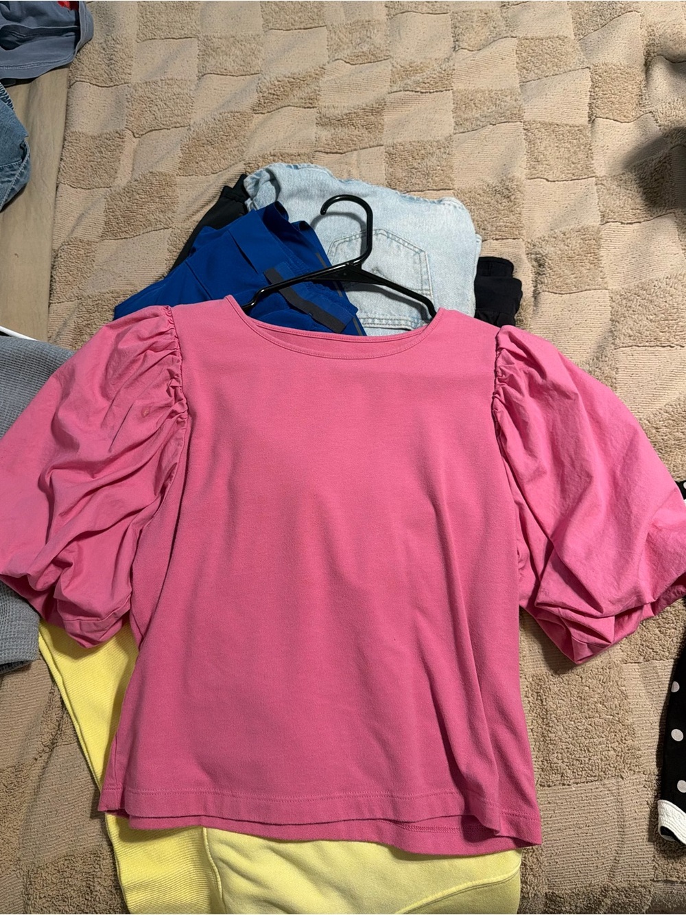 a new day Pink Puff-Sleeve Short Sleeve Top